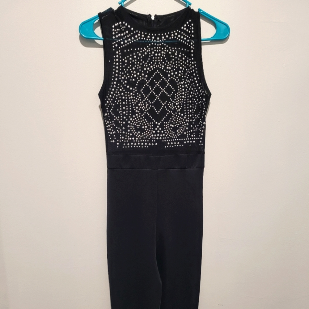 Rhinestone playsuit black